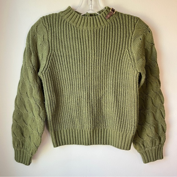 Janie and Jack Olive Green Knit Sweater with Buckle Detail - Picture 3 of 9